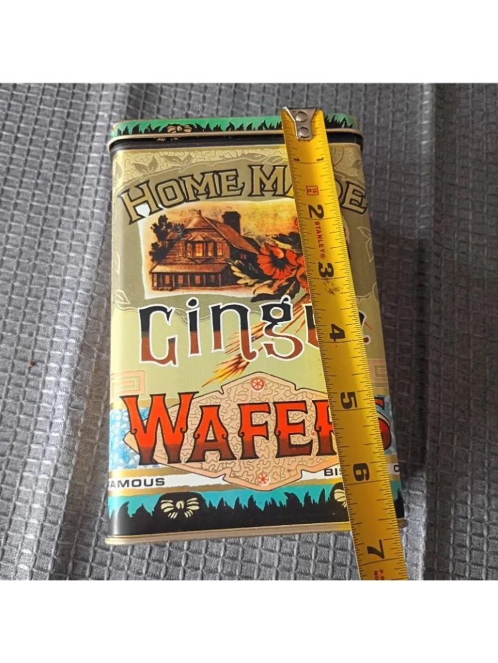 Vintage Oval Metal Lithograph Home Made Ginger Wafers Famous Biscuit Tin ENGLAND